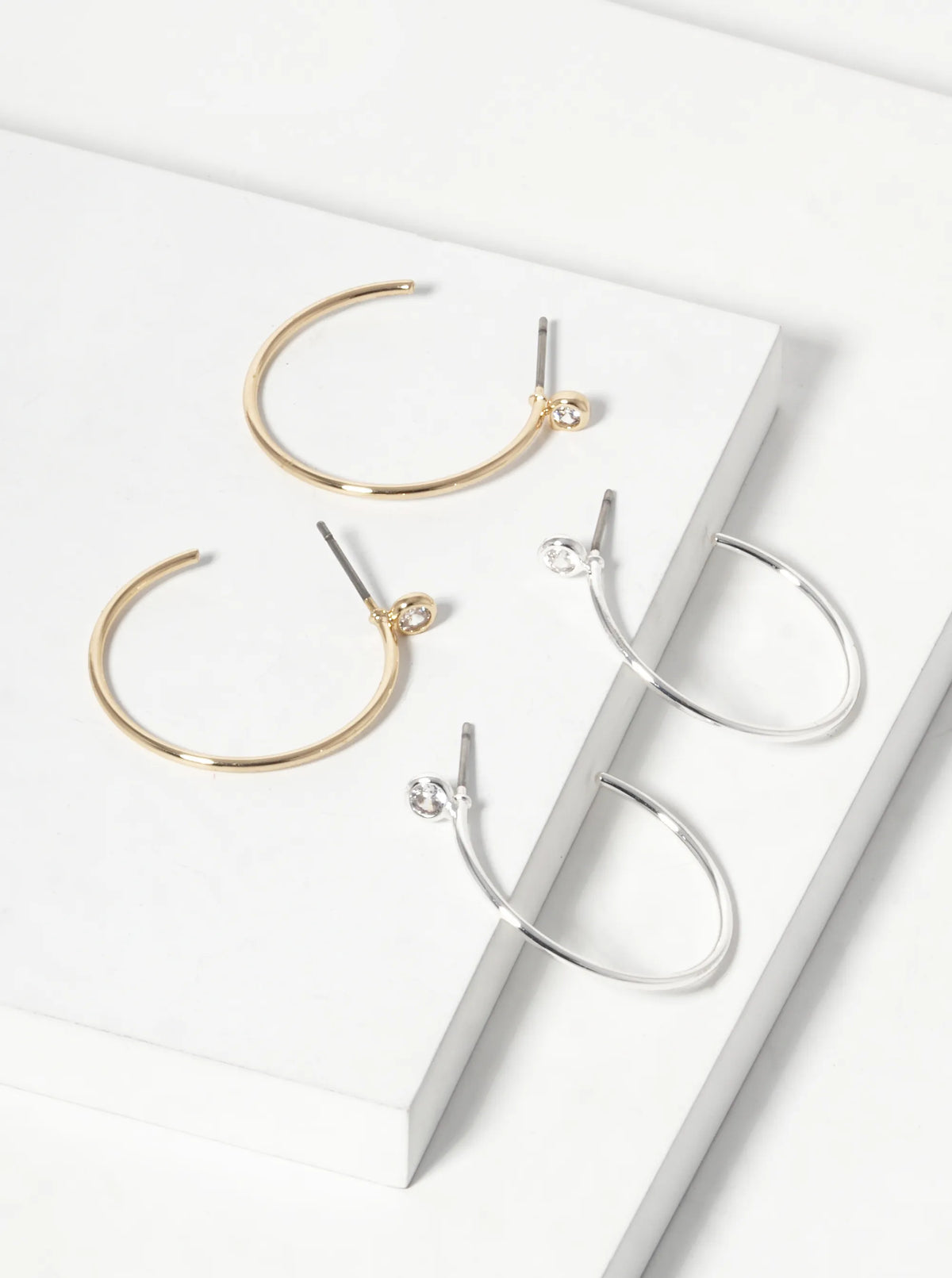 Glass Stone 25mm Minimalist Hoop Earrings