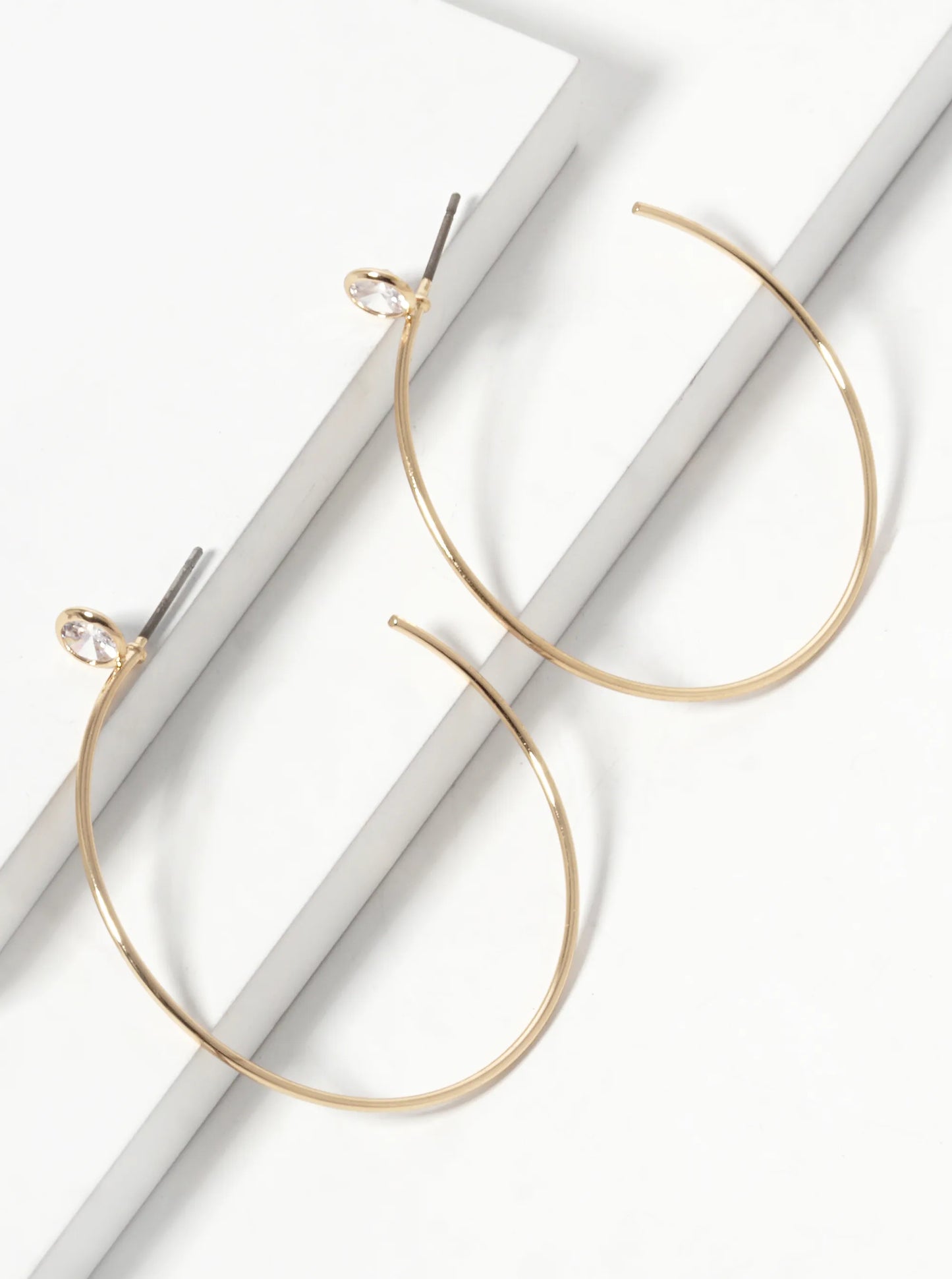 Glass Stone 40mm Minimalist Hoop Earrings