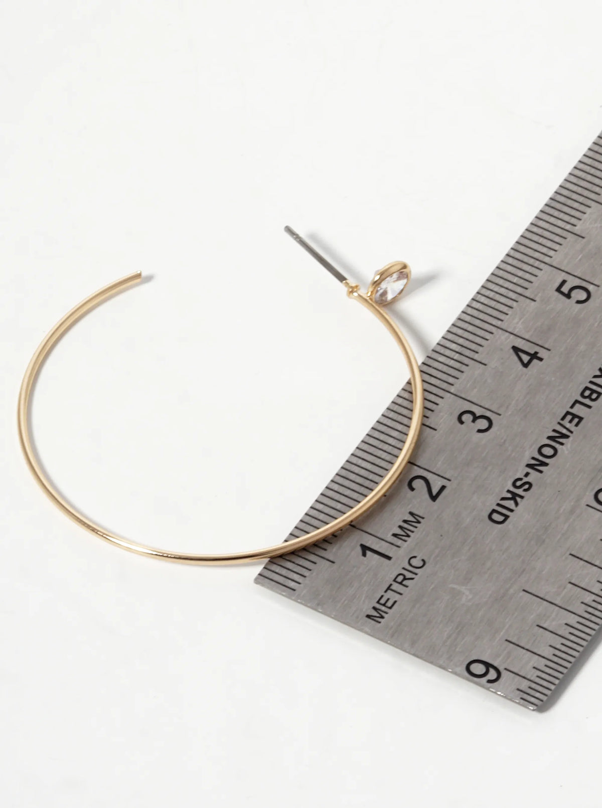 Glass Stone 40mm Minimalist Hoop Earrings