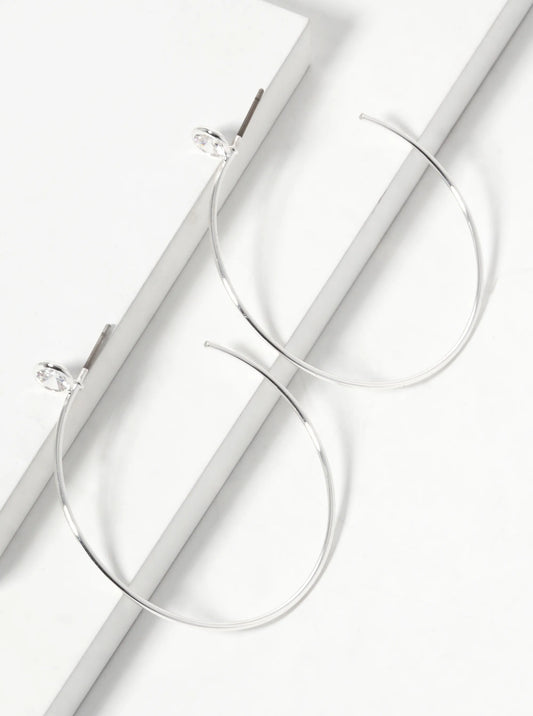 Glass Stone 40mm Minimalist Hoop Earrings