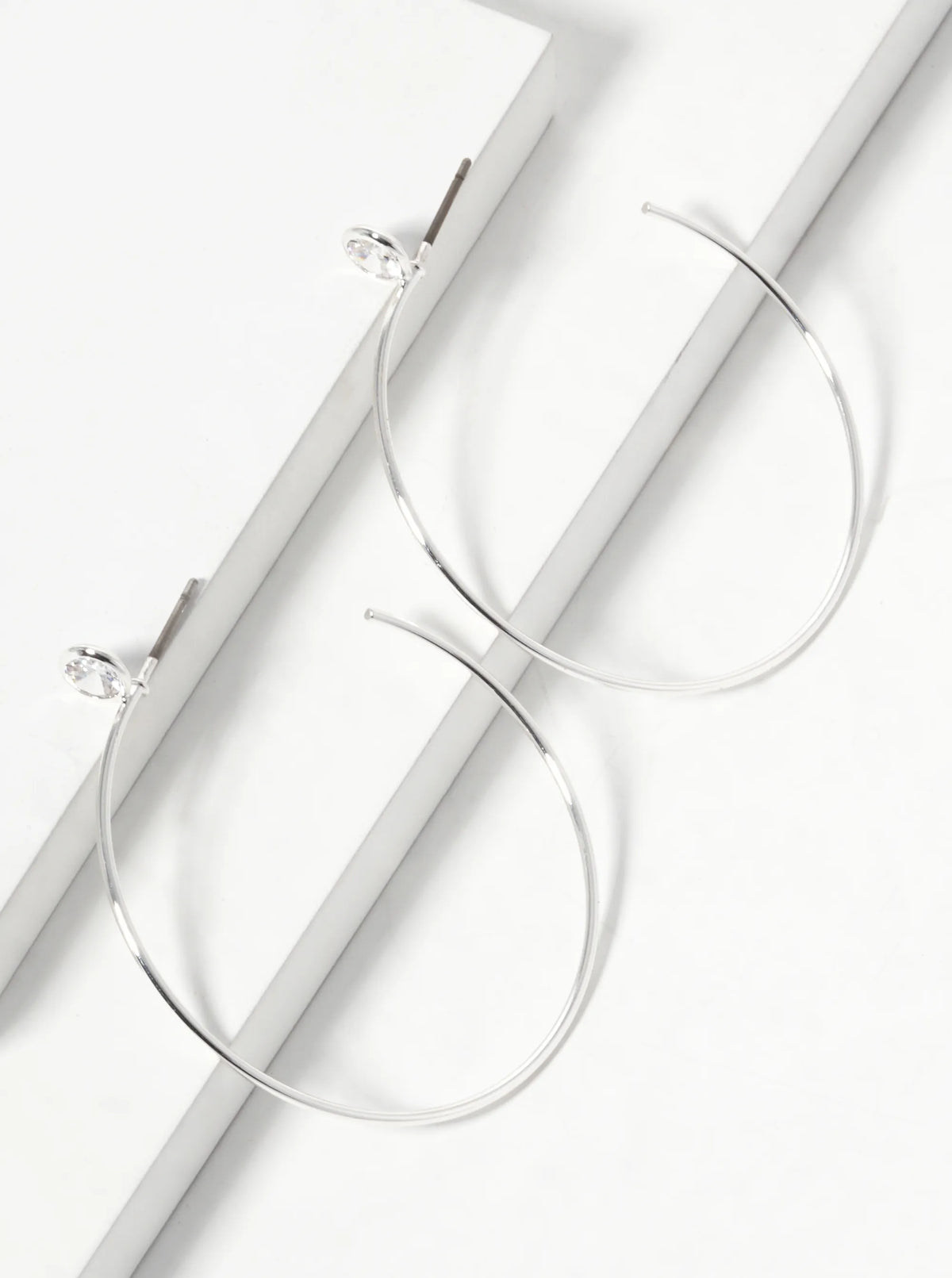 Glass Stone 40mm Minimalist Hoop Earrings