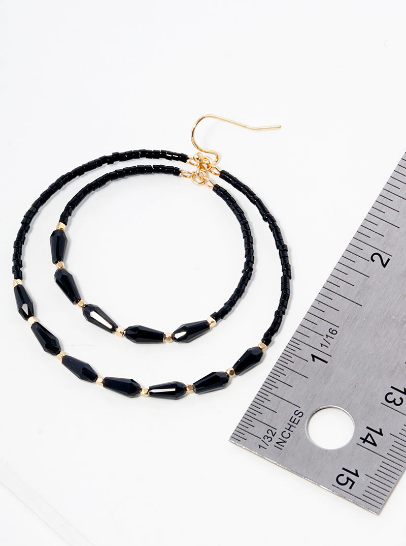 Glass Beaded Double Circle Dangle Drop Earrings