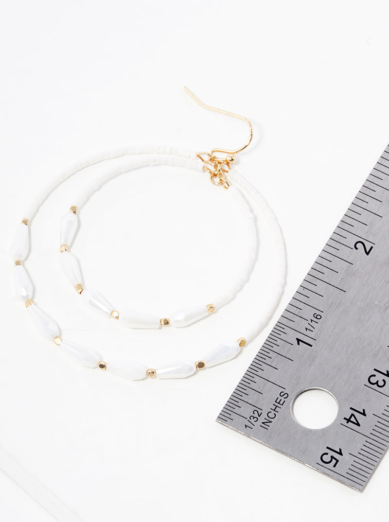 Glass Beaded Double Circle Dangle Drop Earrings