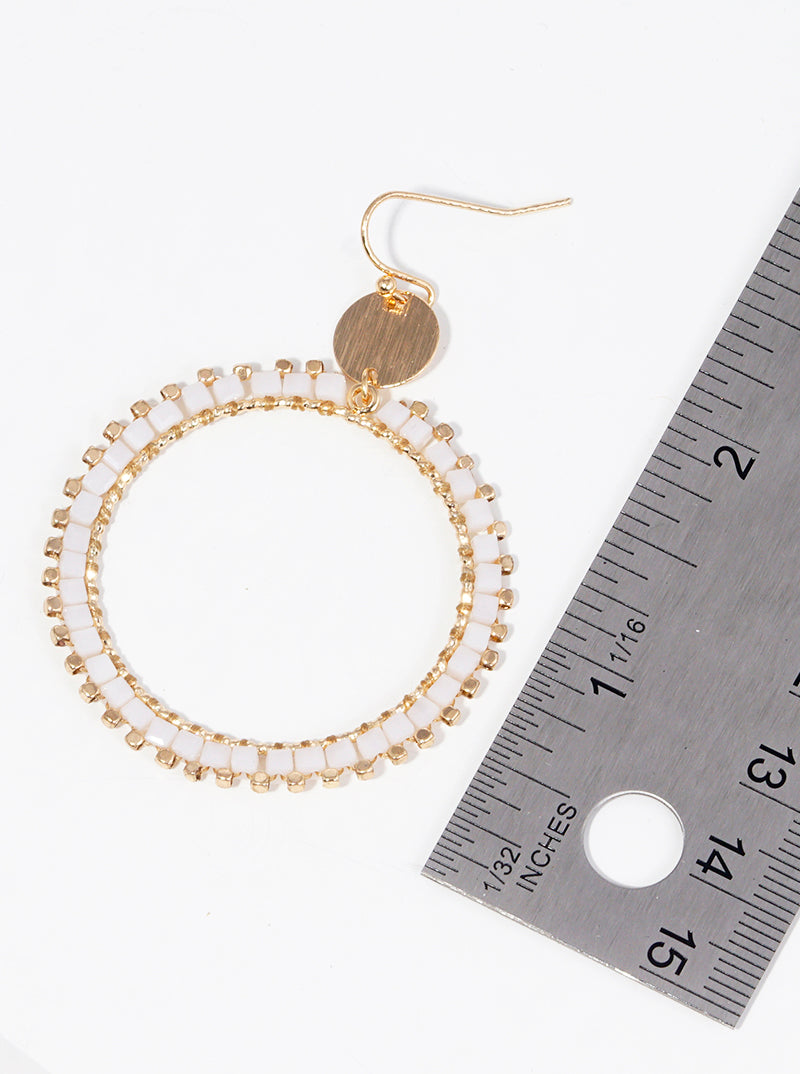 Glass Beaded Double Circle Dangle Drop Earrings