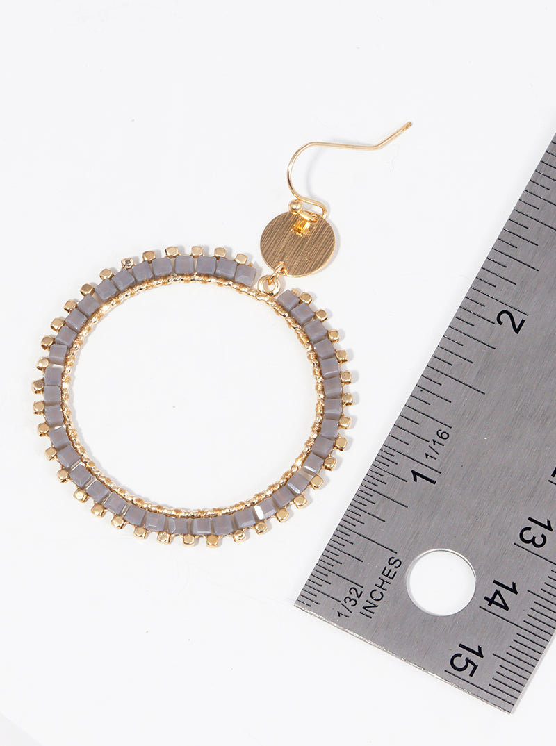 Glass Beaded Double Circle Dangle Drop Earrings