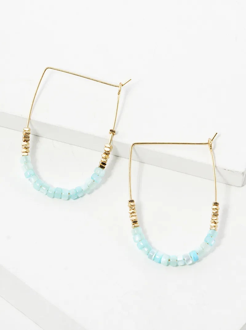 Glass Beaded Lightweight Wire Hoop Earrings
