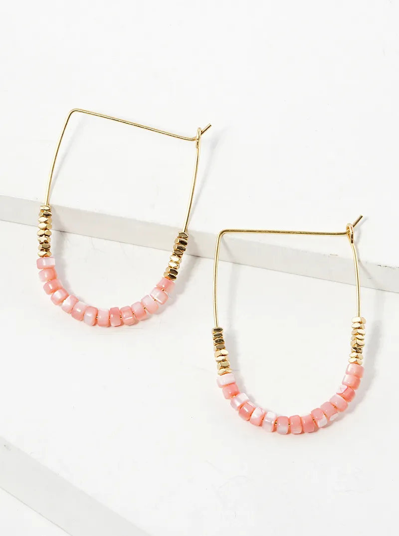 Glass Beaded Lightweight Wire Hoop Earrings