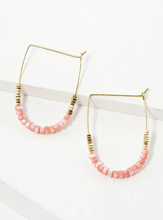 Glass Beaded Lightweight Wire Hoop Earrings