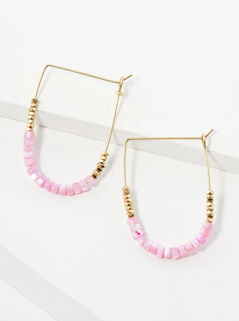Glass Beaded Lightweight Wire Hoop Earrings
