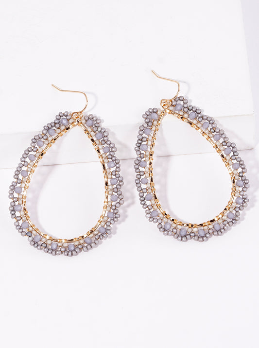 Glass Beaded Teardrop Dangle Drop Earrings