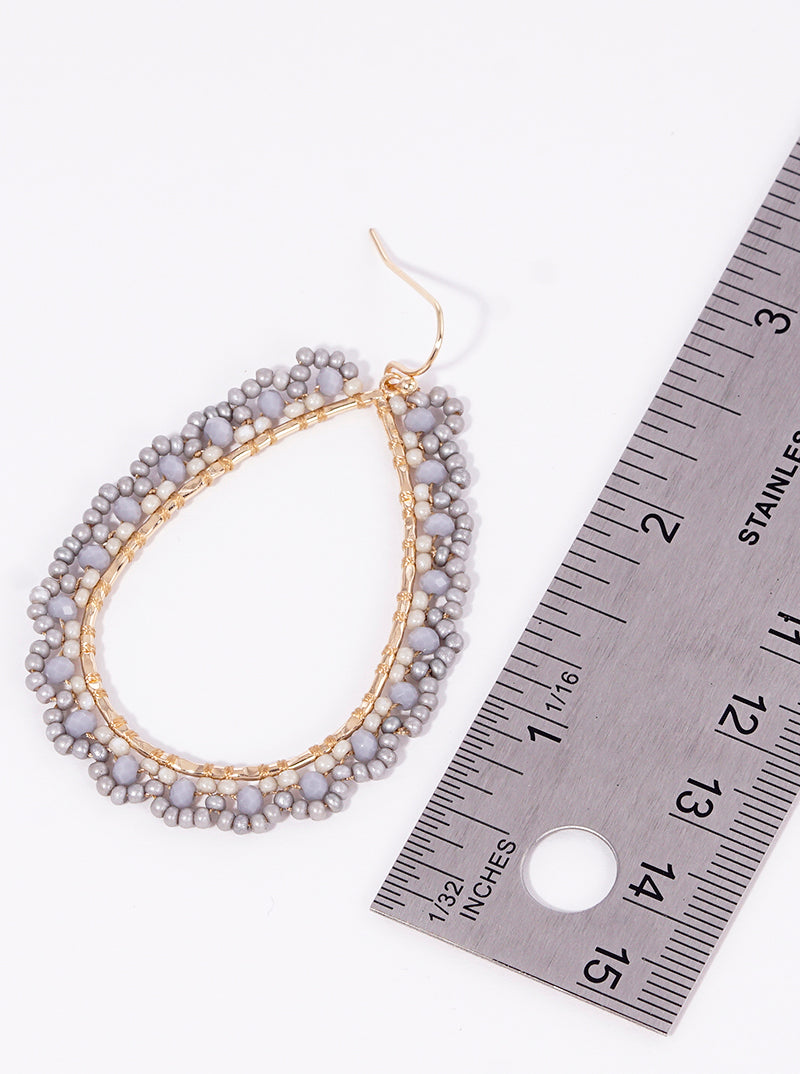 Glass Beaded Teardrop Dangle Drop Earrings