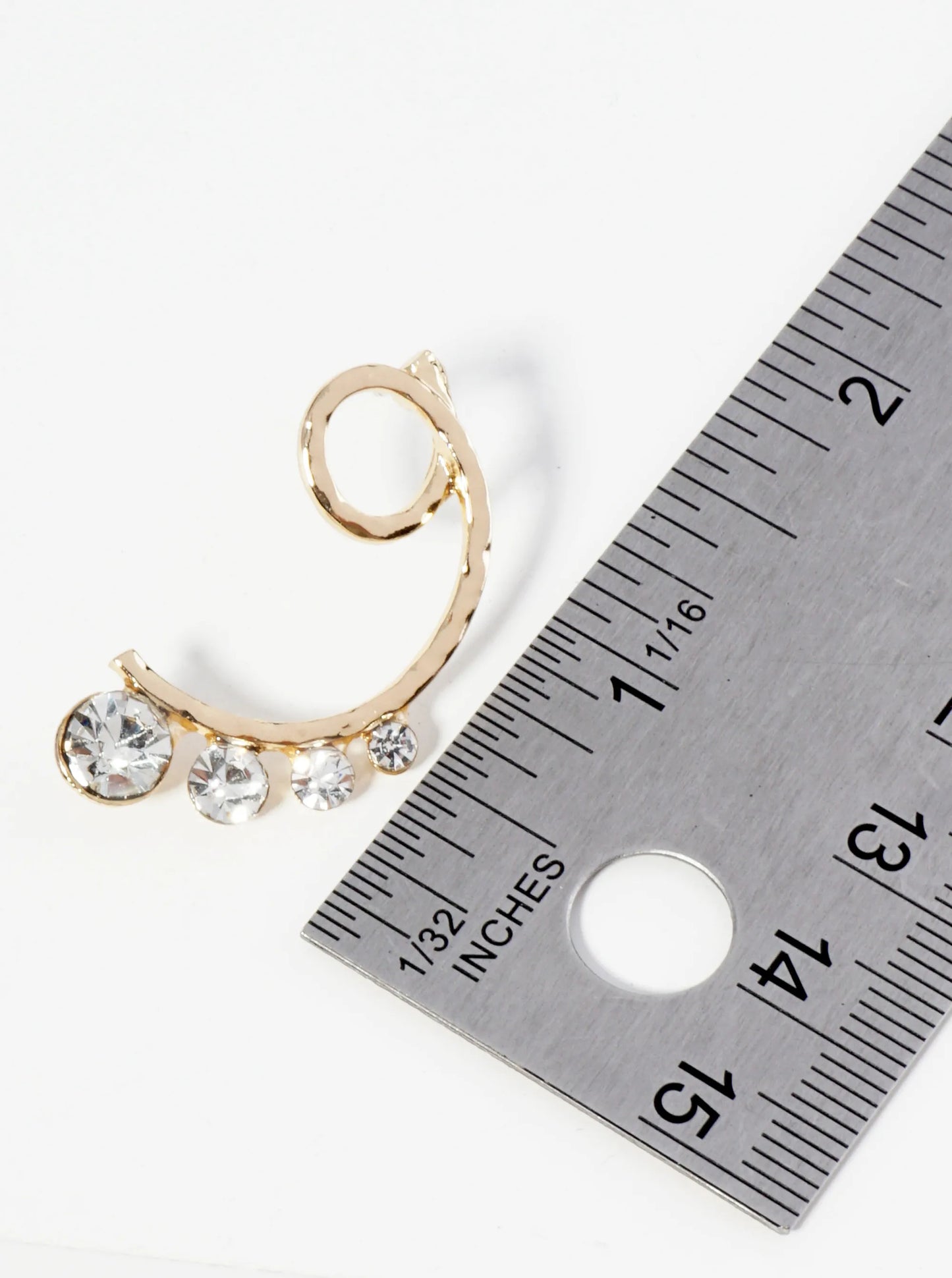 Gleaming Hammered Metal Crystal Accent Post Earrings