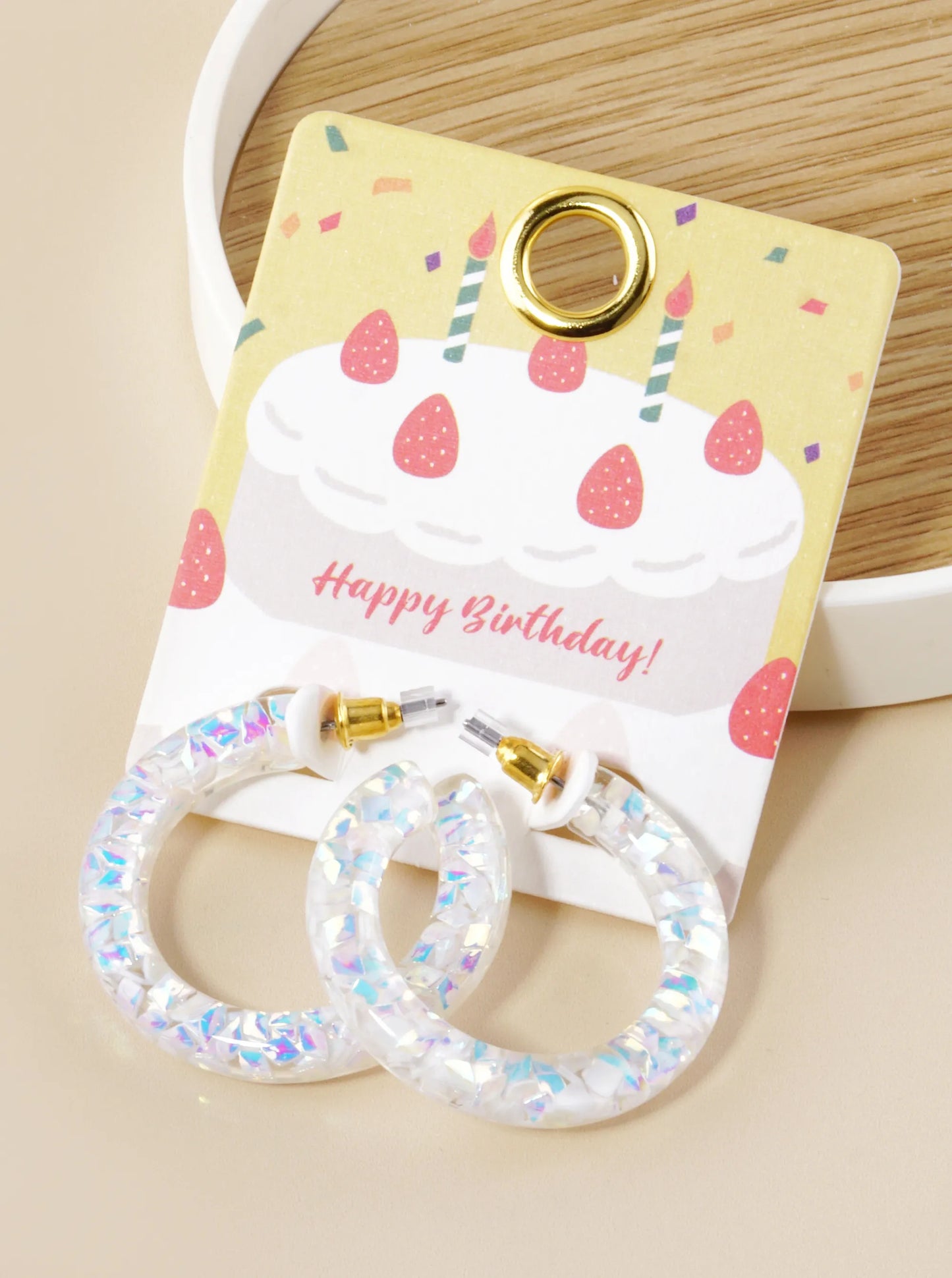 Glitter Filled 35mm Open Hoop Earrings