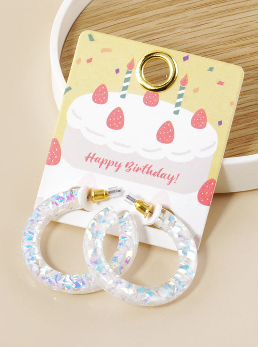 Glitter Filled 35mm Open Hoop Earrings