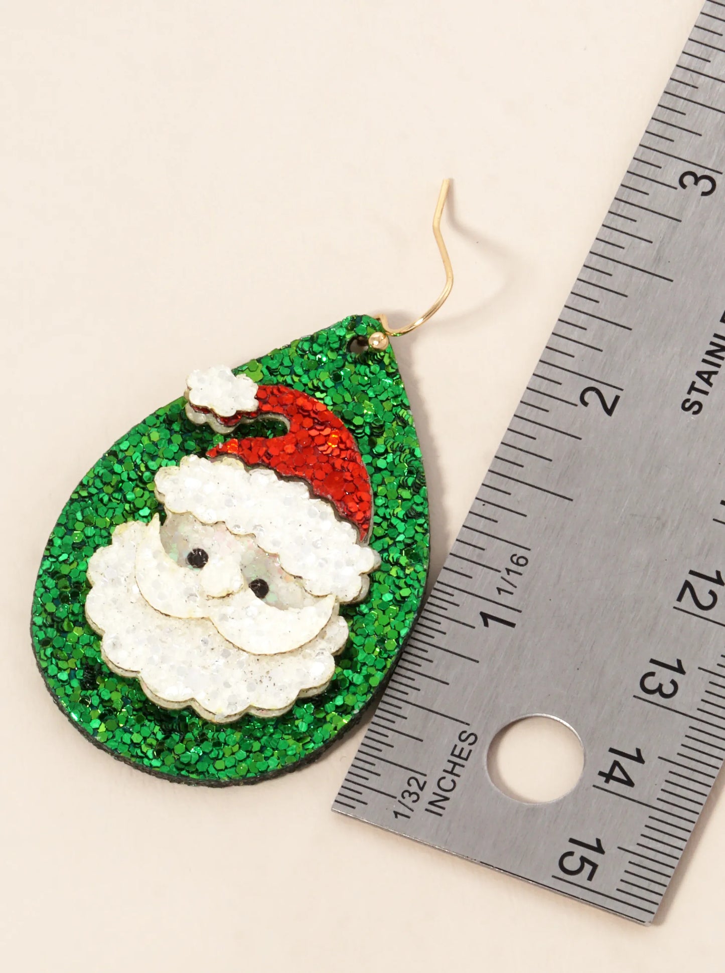 Glitter Santa Teardrop Christmas Dangle Earrings