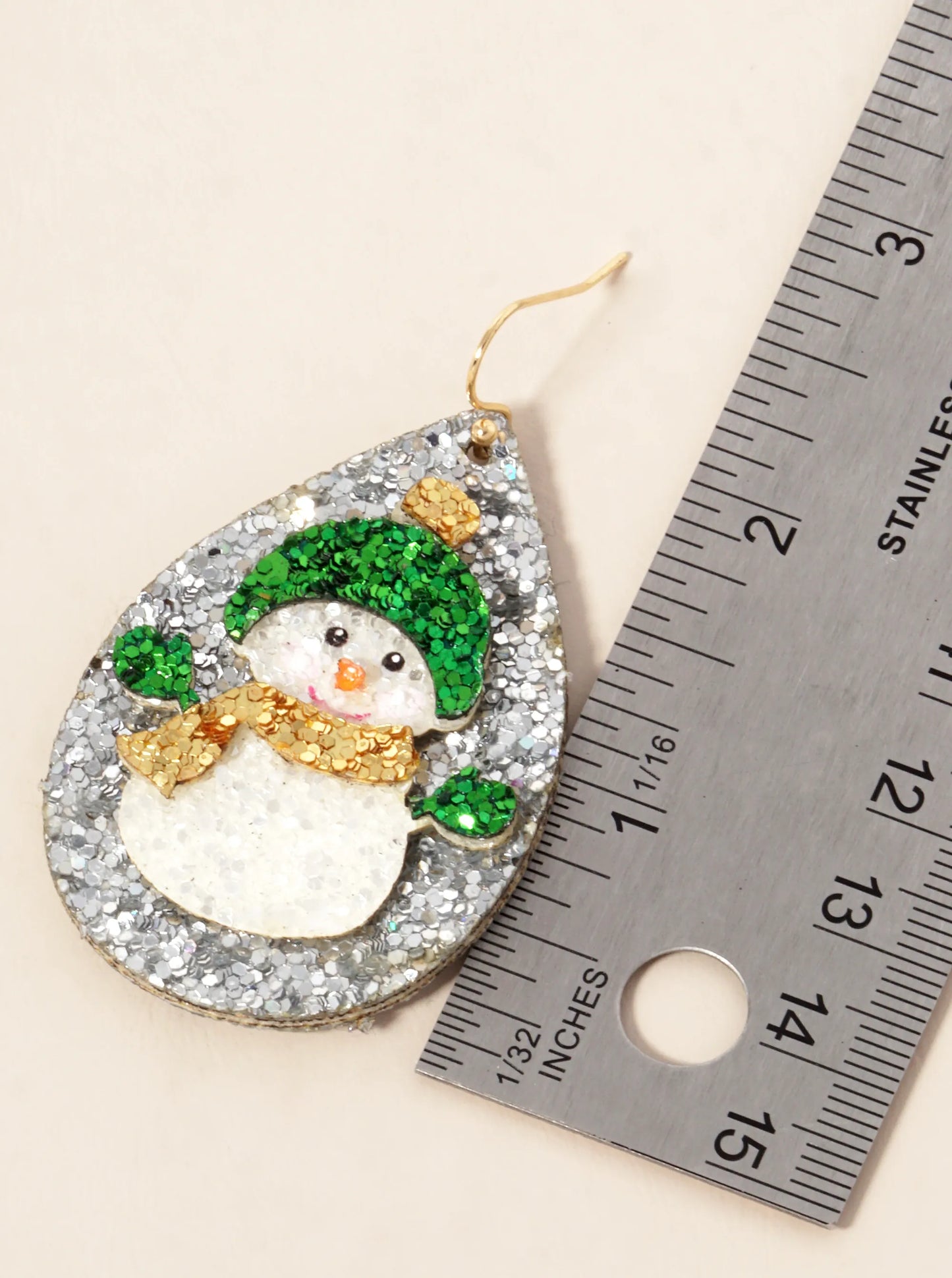 Glitter Snowman Teardrop Christmas Dangle Earrings