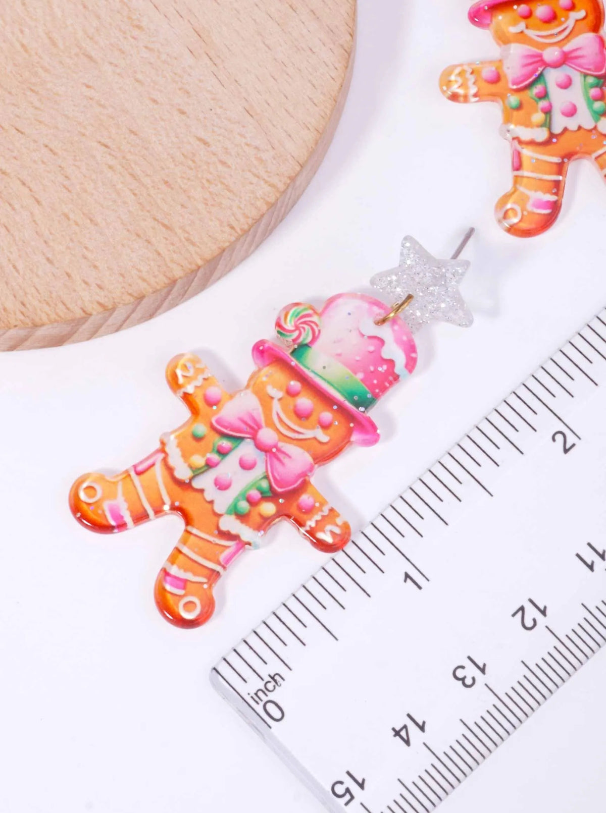 Glitter Star Acetate Gingerbread Drop Earrings - Gold