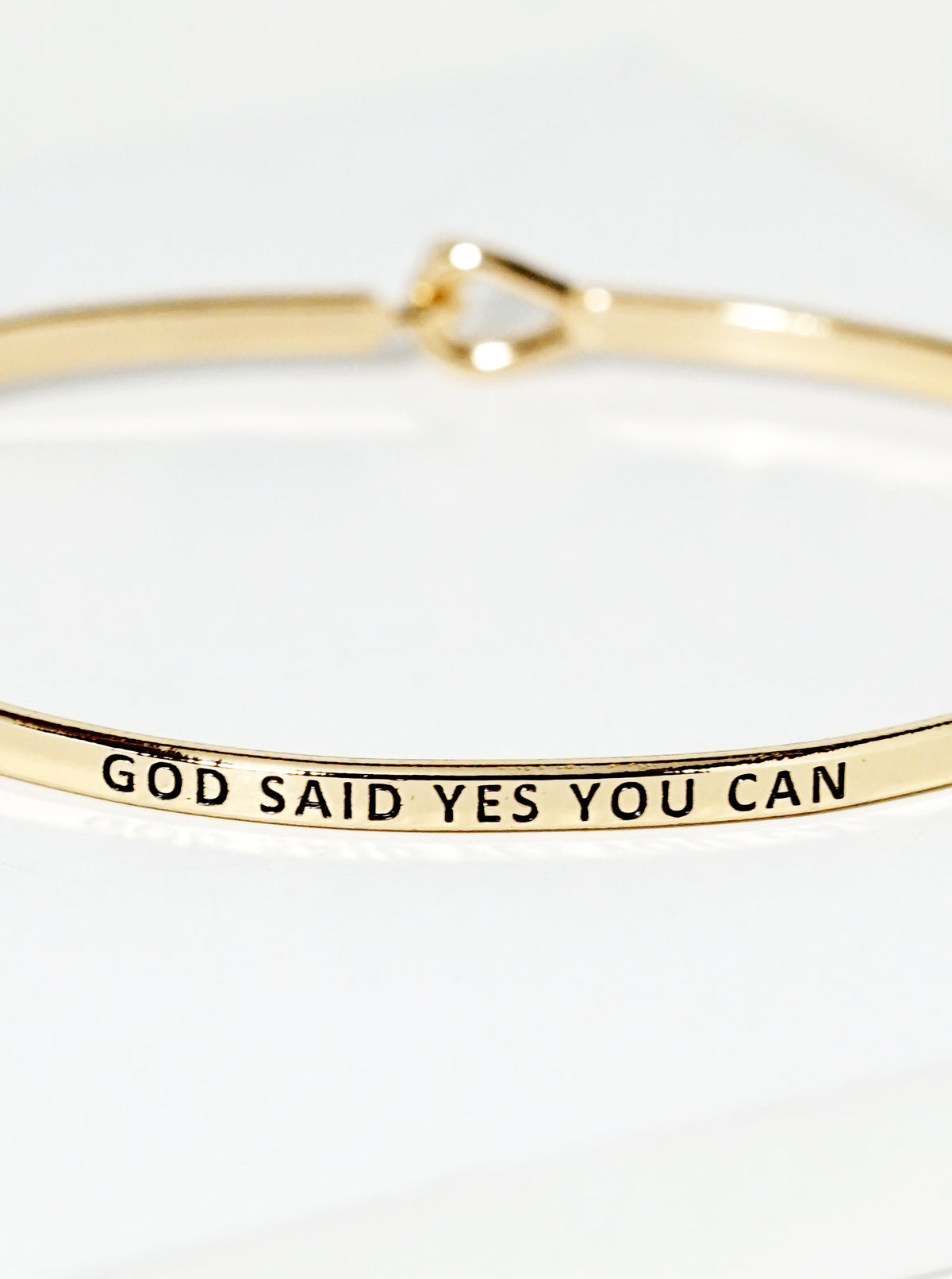 God Said Yes You Can Engraved Inspirational Bangle Bracelet