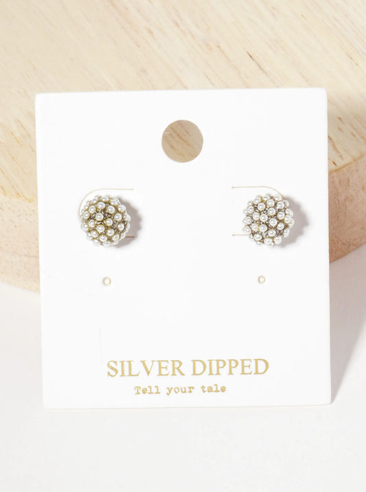Gold-Dipped 10mm Pearl Caviar Stud Earrings