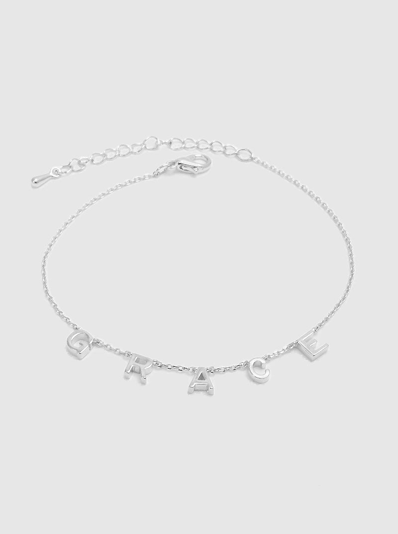 Gold Dipped Brass Name Spaced Letter Bracelet