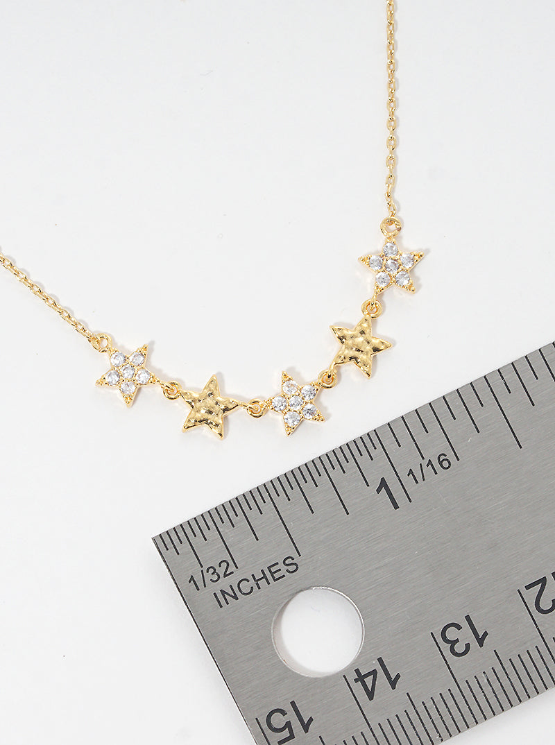 Gold Dipped Cubic Zirconia Pave Star Aligned Bracelet