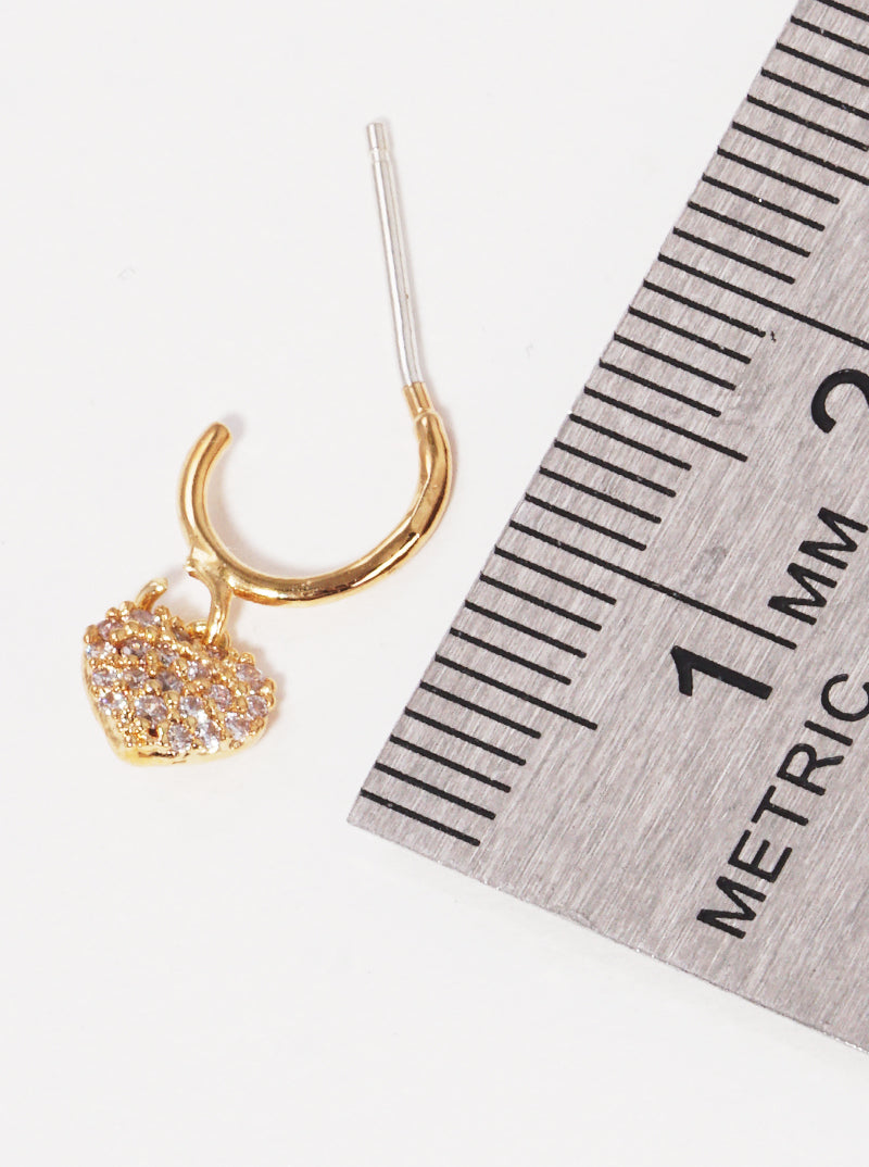 Gold Dipped Cz Heart Dangle Earrings