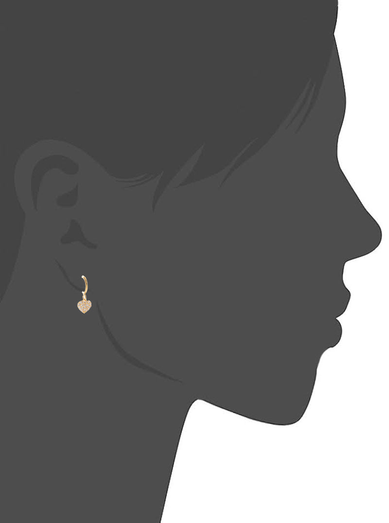 Gold Dipped Cz Heart Dangle Earrings