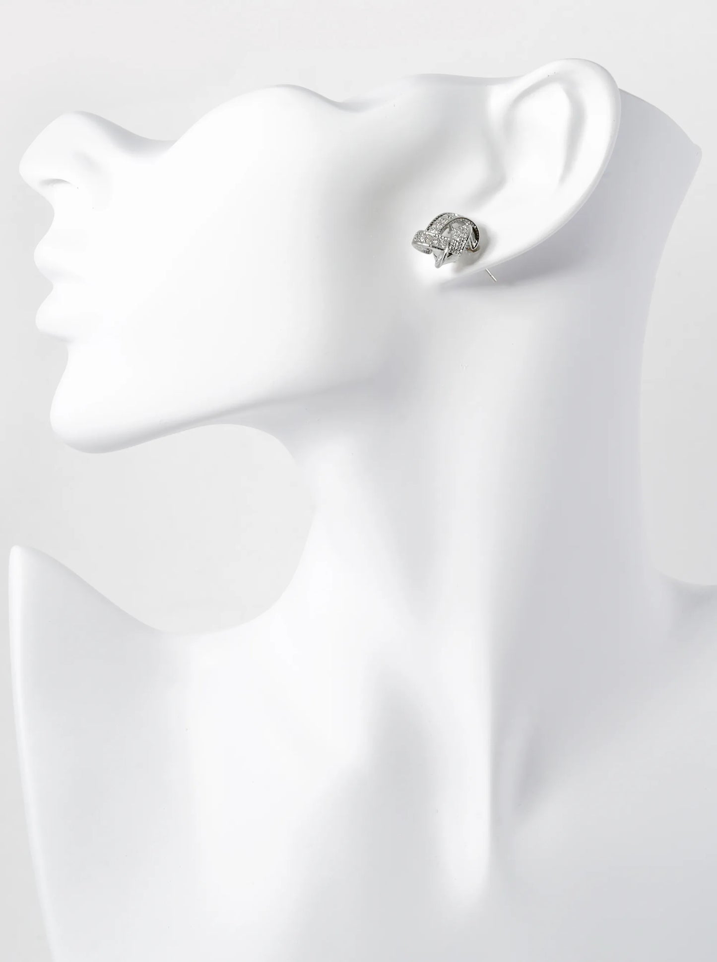 Gold Dipped Pave Set Cubic Zirconia 13mm Triangle Knot Stud Earrings