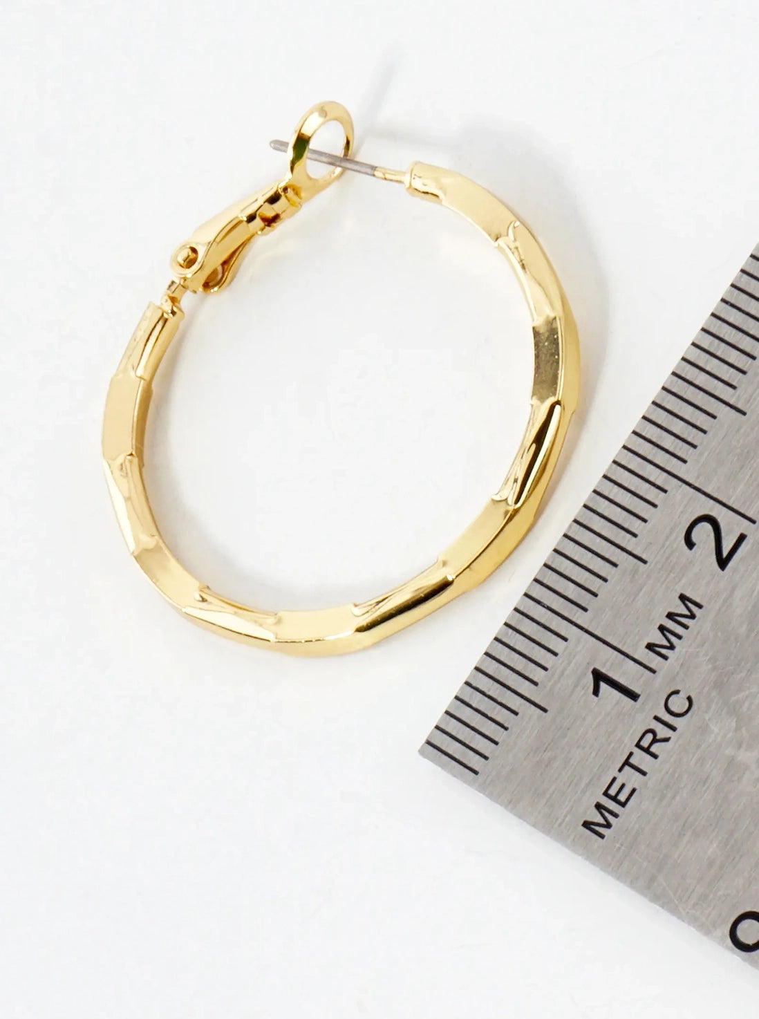 Gold Plated Bamboo Texture Hoop Earring