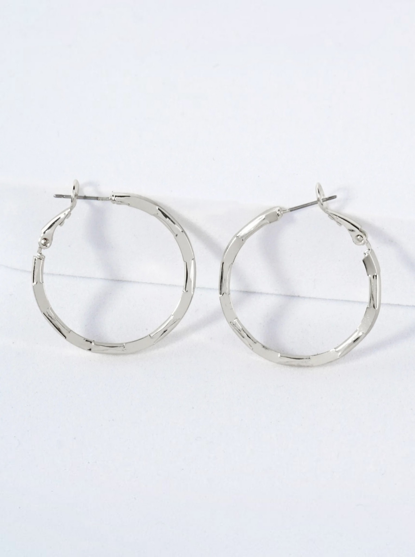 Gold Plated Bamboo Texture Hoop Earring