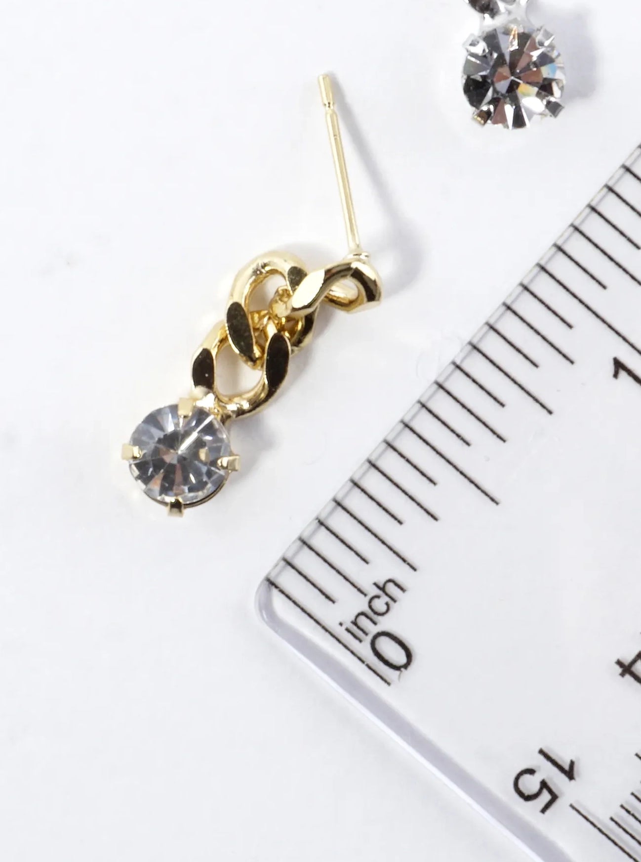 Gold Plated CZ Curb Chain Dangle Earrings