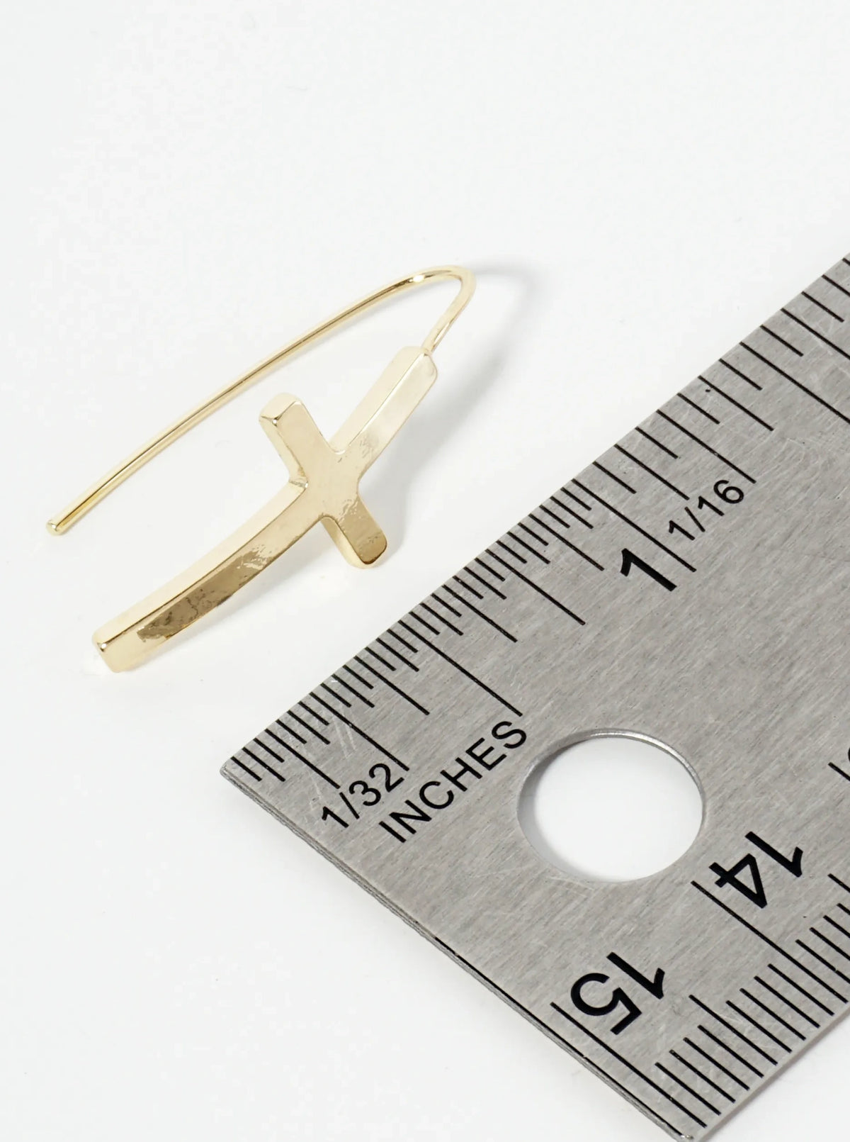 Gold Plated Cross Wire Hook Earring