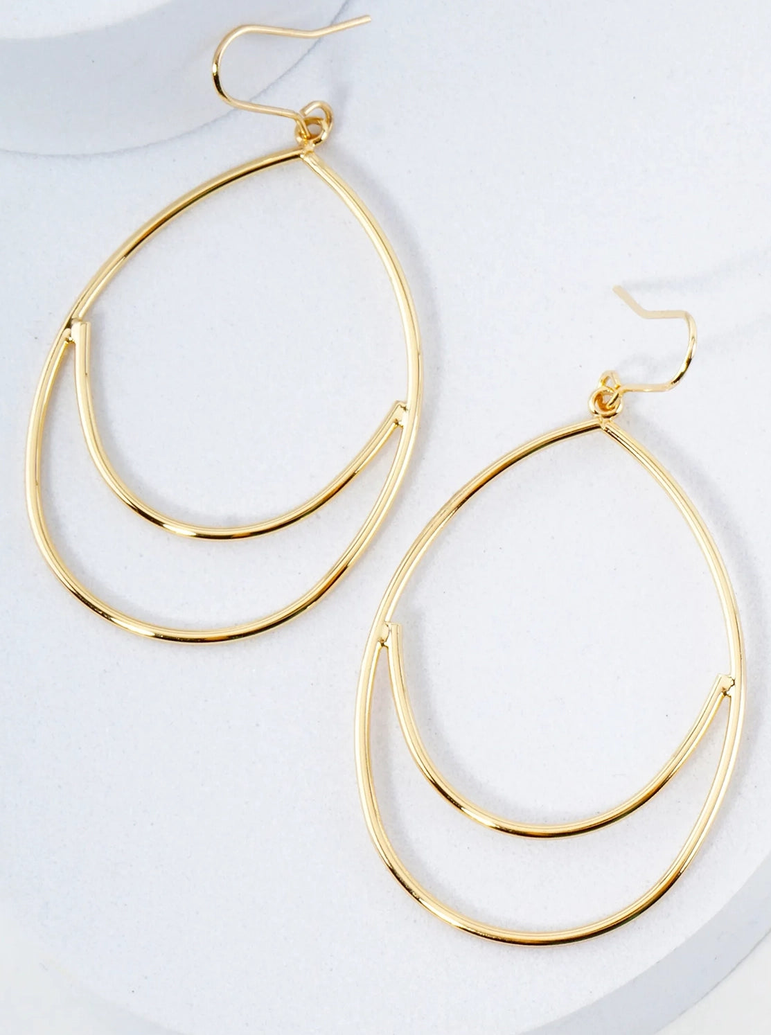 Gold Plated Double Teardrop Dangle Earring