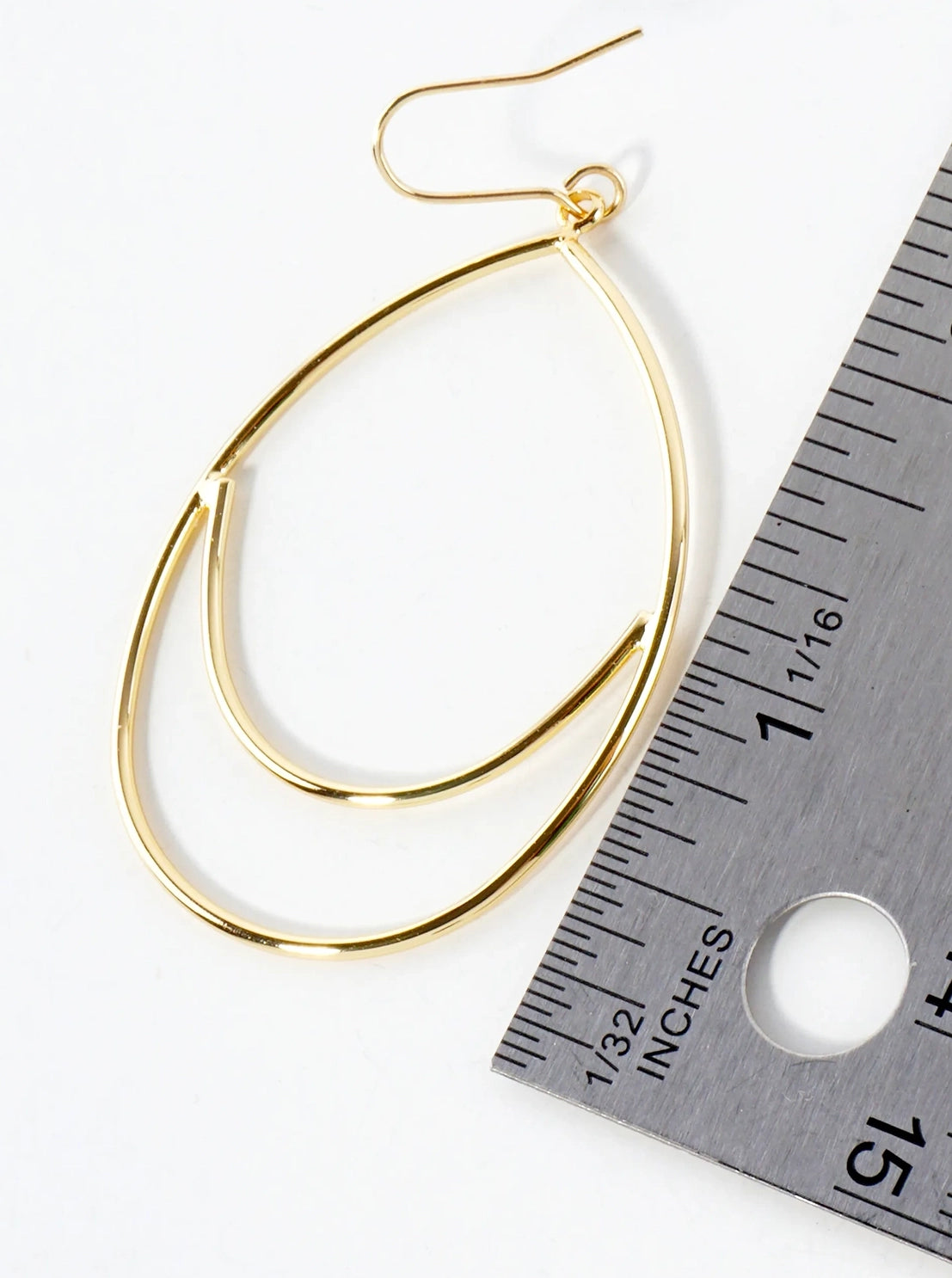 Gold Plated Double Teardrop Dangle Earring