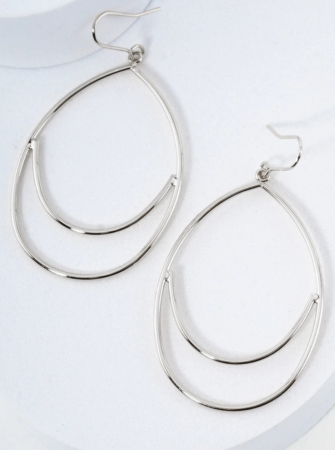 Gold Plated Double Teardrop Dangle Earring