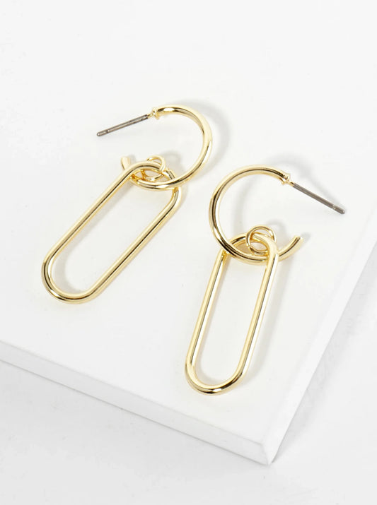 Gold Plated Geometric Link Drop Earring