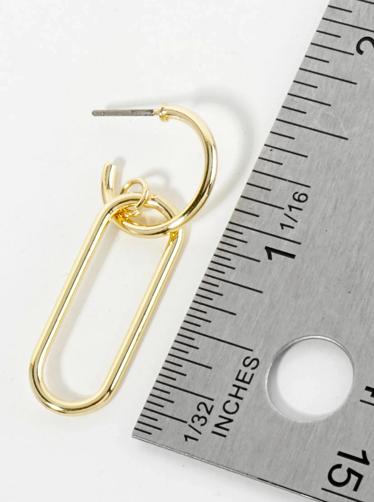 Gold Plated Geometric Link Drop Earring