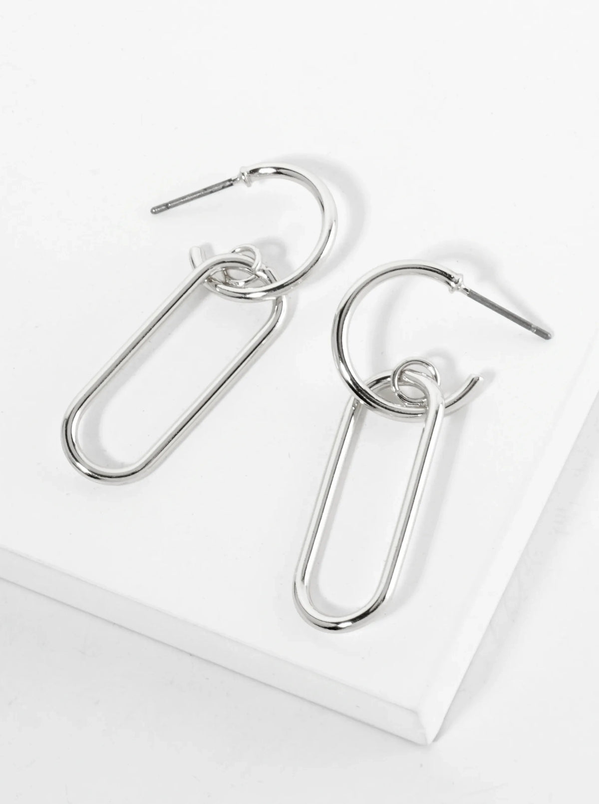 Gold Plated Geometric Link Drop Earring