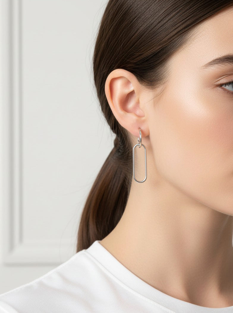 Gold Plated Geometric Link Drop Earring