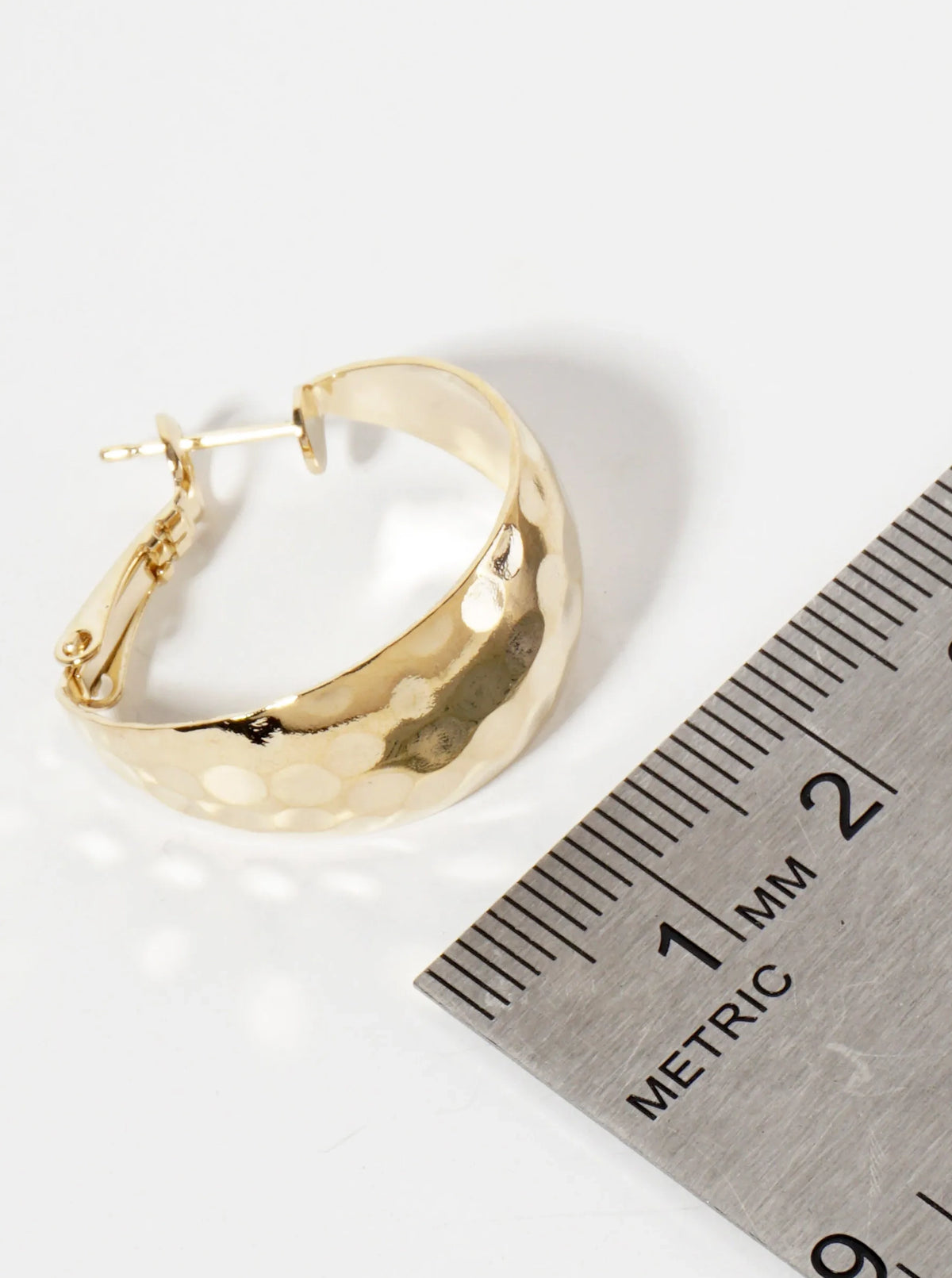 Gold Plated Hammered Wide Hoop Earring