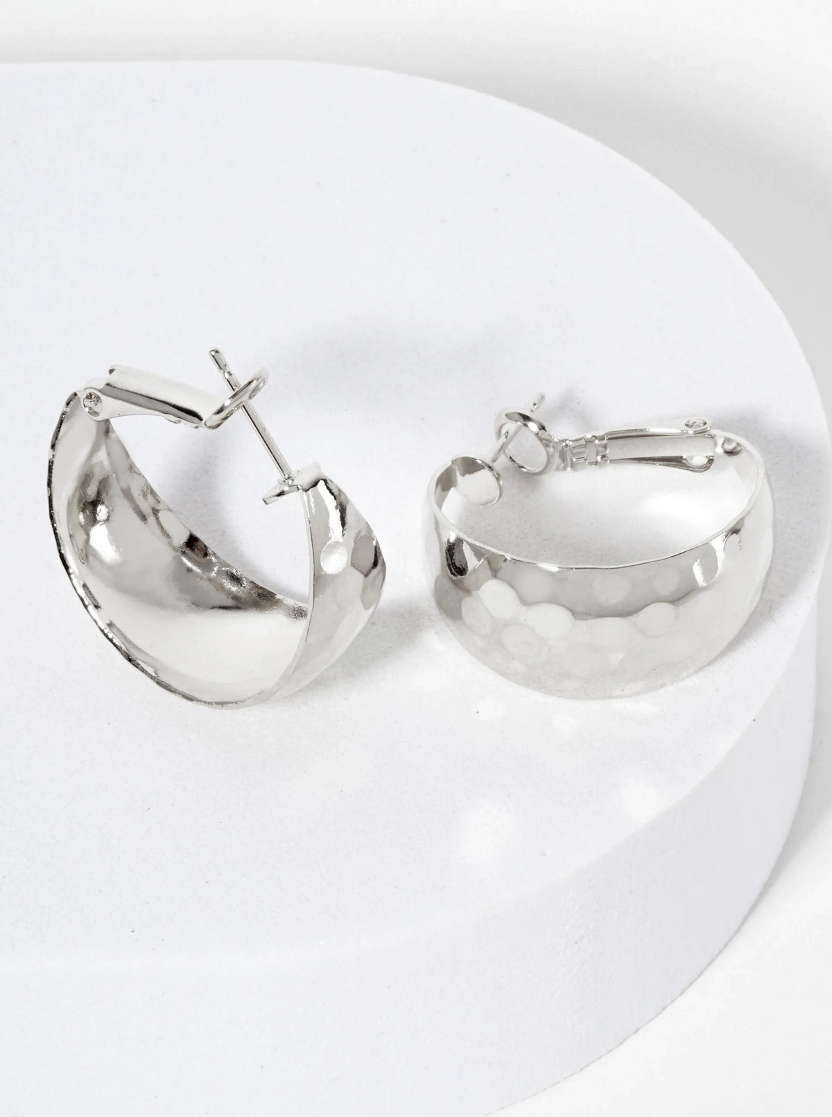 Gold Plated Hammered Wide Hoop Earring