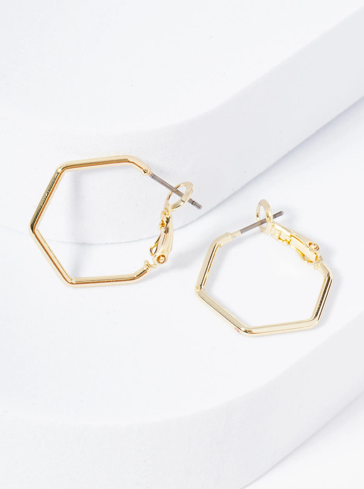 Gold Plated Hexagon Hoop Earrings