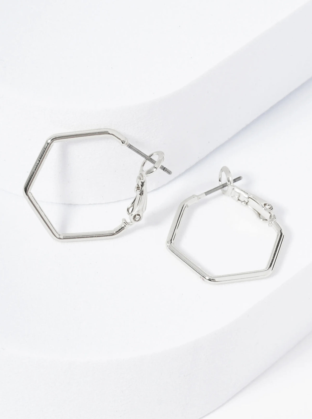Gold Plated Hexagon Hoop Earrings