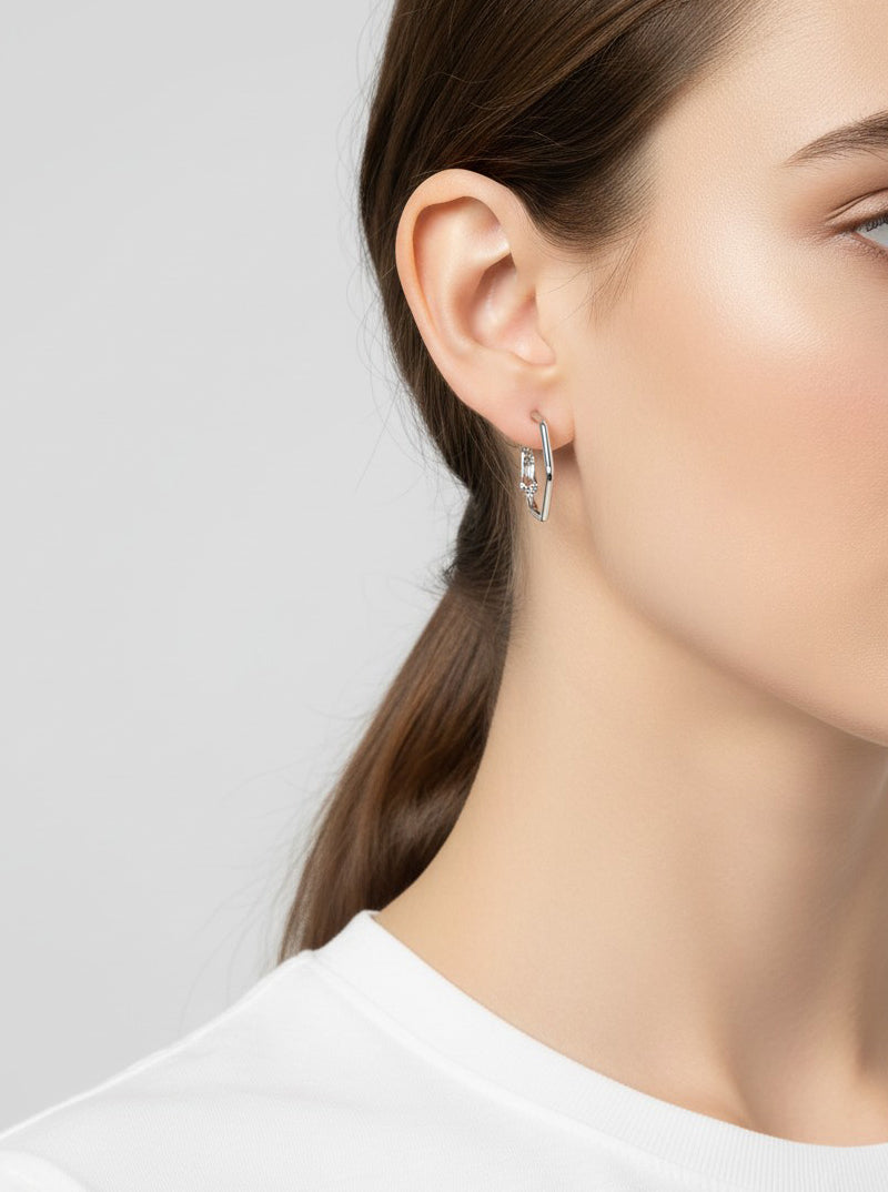Gold Plated Hexagon Hoop Earrings