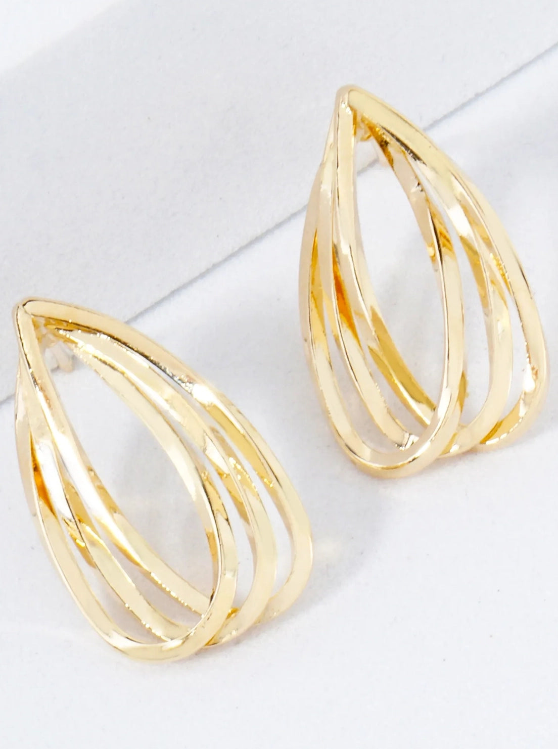 Gold Plated Layered Teardrop Stud Earring