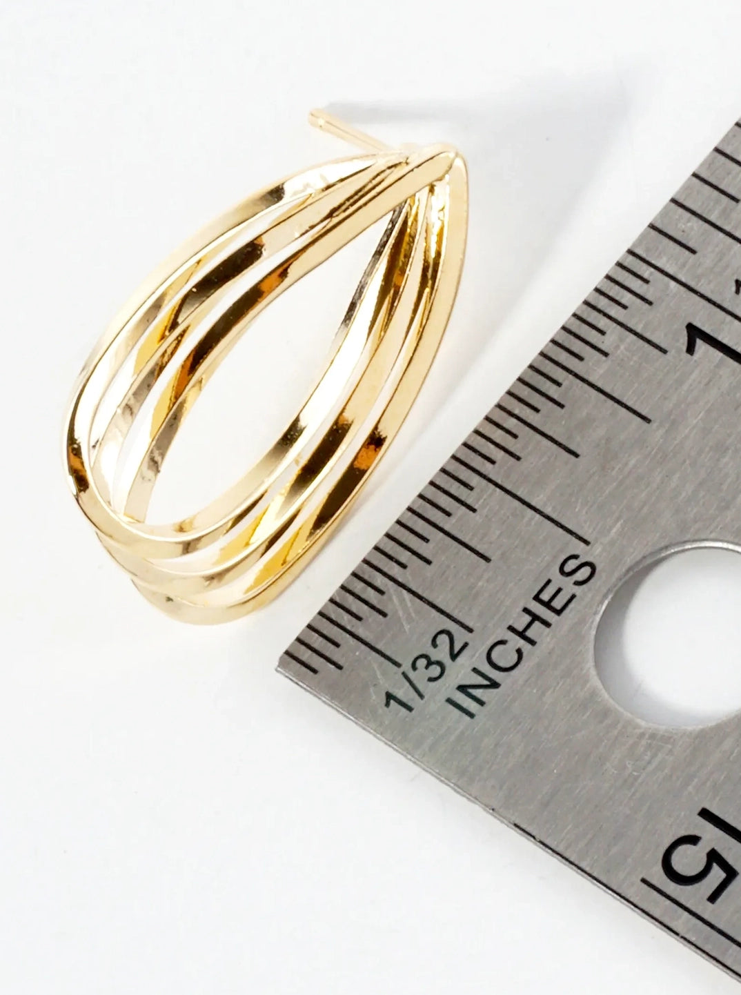 Gold Plated Layered Teardrop Stud Earring