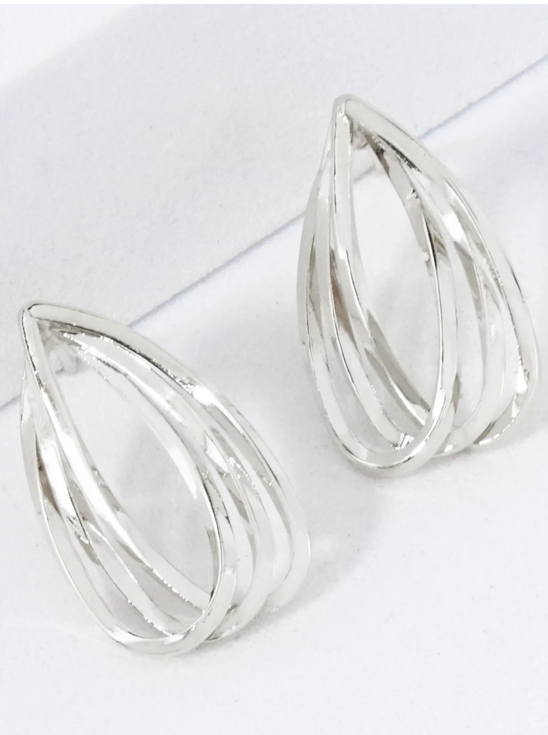 Gold Plated Layered Teardrop Stud Earring