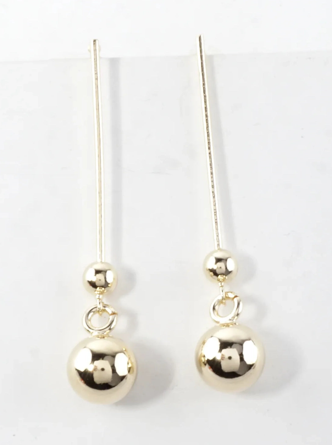 Gold Plated Linear Ball Drop Earring