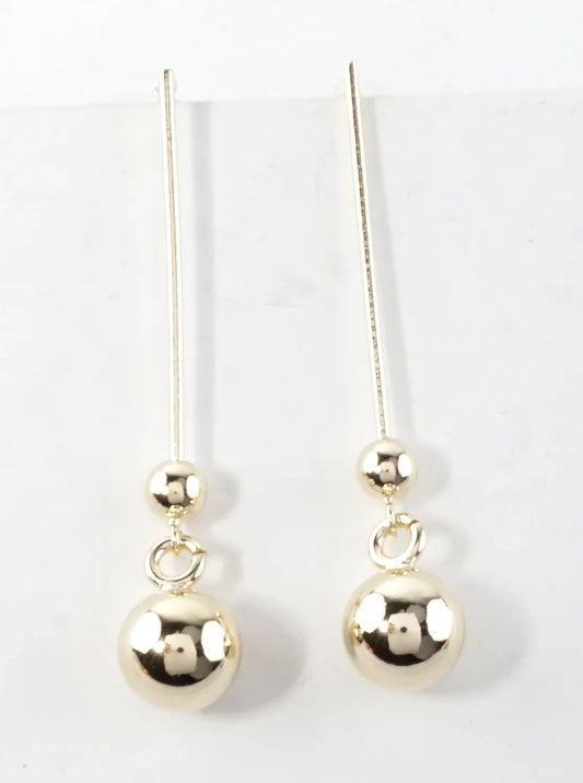 Gold Plated Linear Ball Drop Earring
