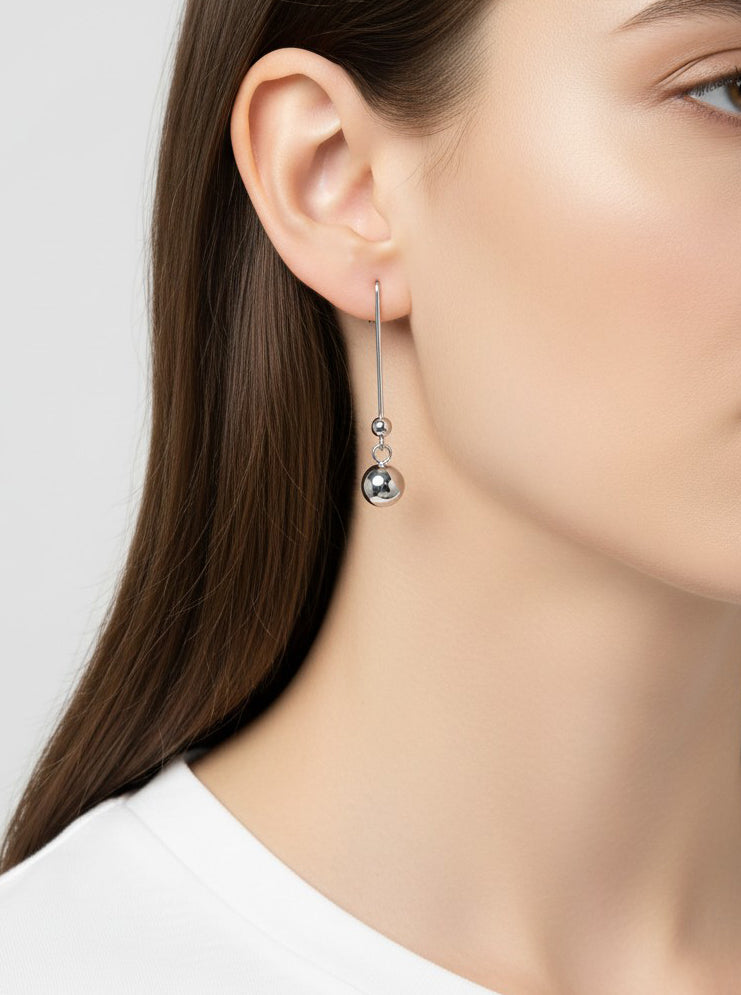 Gold Plated Linear Ball Drop Earring